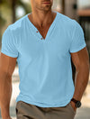 Männers lässiges henley t-shirt – weiches baumwollmischgewebe für den alltag – stylisches kurzarm-shirt für entspannte anlässe