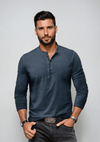 Langärmliges henley-shirt für männer aus hochwertigem stoff – lässiger style für den alltag