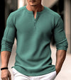 Langärmliges henley t-shirt für männer – vielseitiges baumwollmischgewebe für freizeit und büro