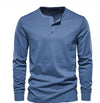 Langärmliges henley t-shirt für männer – vielseitiges baumwollmischgewebe für freizeit und büro