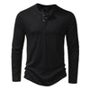 Männers langarm henley shirt - lockeres button-up oberteil