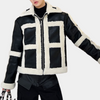 Männers schwarze lederjacke mit kunstfellfutter - stilvolles freizeitoberteil für den alltag