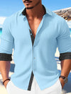 Männer casual shirt aus leichten stoff für den strand - stylisches langarmshirt mit kontrast-details