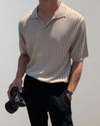 Ripp-polo-shirt mit kurzen ärmeln - vielseitige freizeitmode für männer