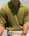 Ripp-polo-shirt mit kurzen ärmeln - vielseitige freizeitmode für männer