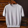 Männers cashmere t-shirt leichtes strickoberteil in camel für lockere anlässe - elegantes kurzarmdesign