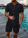 2-teilige herren freizeit-kurzarmpullover & passende shorts für outdoor-events