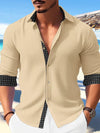 Männer casual shirt aus leichten stoff für den strand - stylisches langarmshirt mit kontrast-details